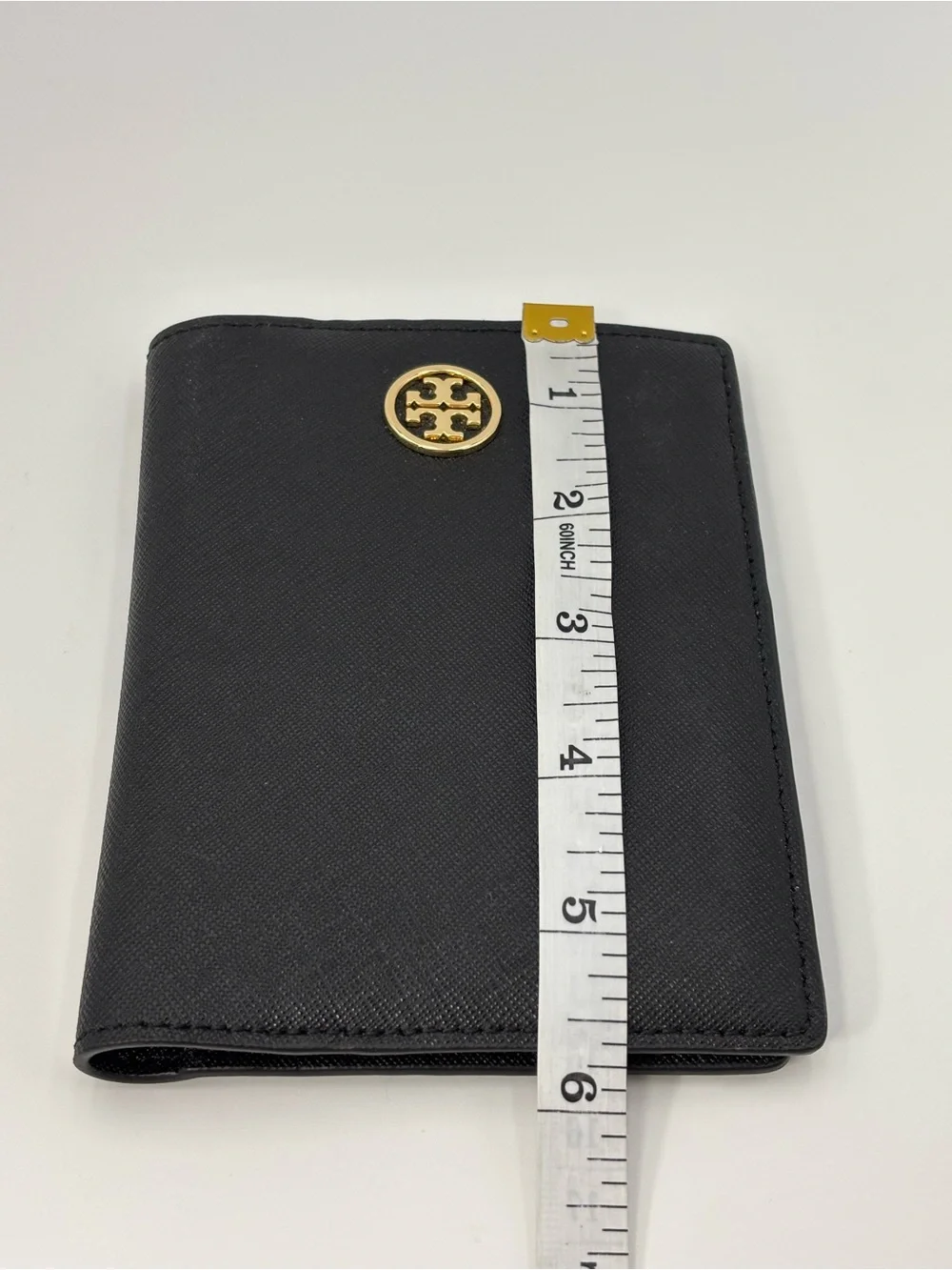 Tory Burch Black‎ Saffiano Leather Card & Passport Holder with Gold Logo